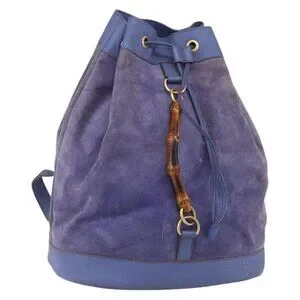 GUCCI Bamboo Backpack Suede Leather Blue Gold 003 2855 0043 0 Auth BA7788 Gucci Bamboo Backpack Blue Bags & Handbags for Women | eBay main image 2